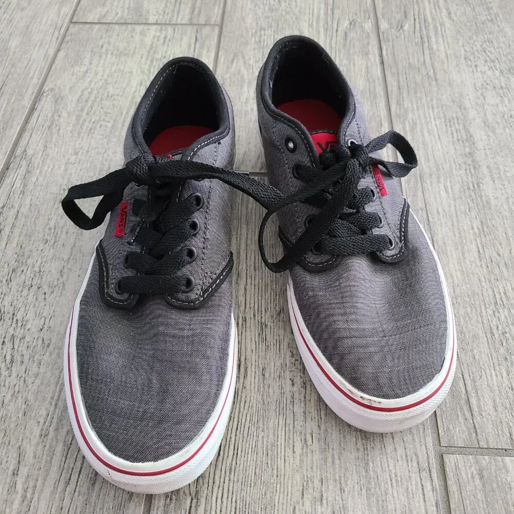 Vans mens Atwood textile black grey and red low top canvas sneakers size 7